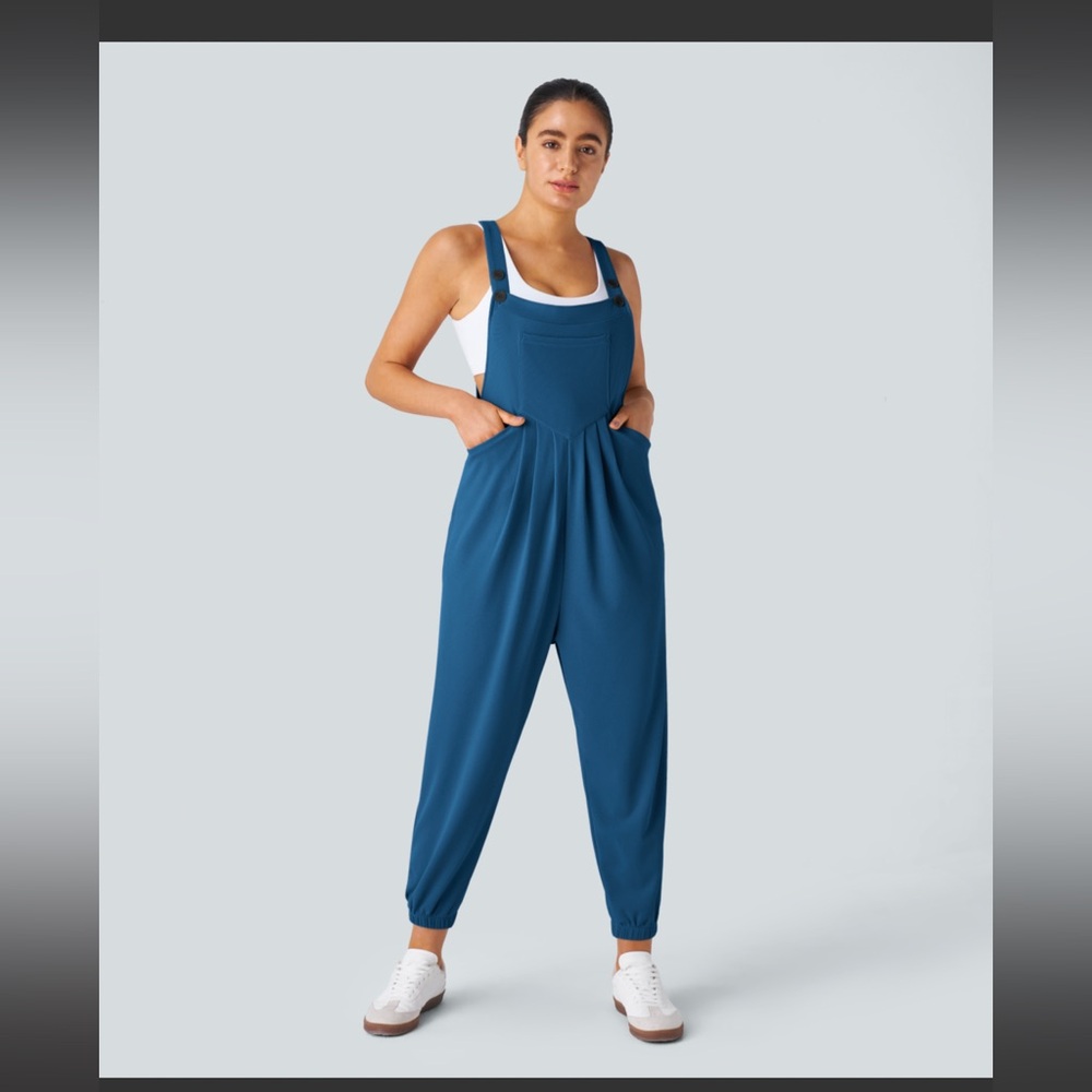 NWT Halara Waffle Casual Jogger Overalls Dark Blue Sz. XL New